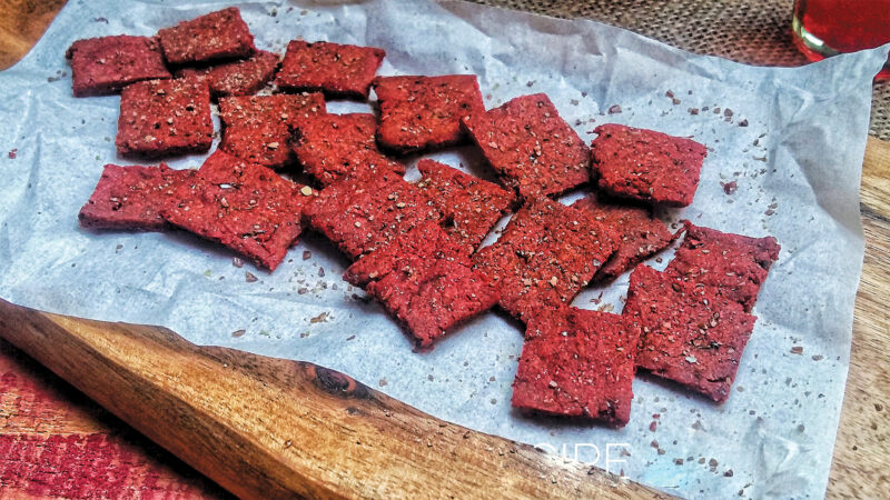 Baked Multigrain Beetroot Crackers