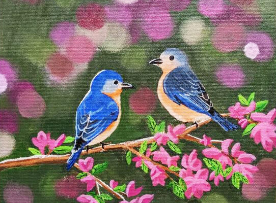 Birds with Flowers