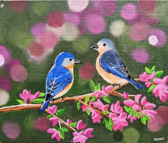 Birds with Flowers