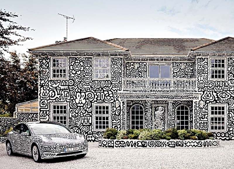 Mansion Covered in Doodles