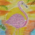 Flamingo in Sunset - Tanishq Patil, Class 4, Pawar Public School, Bhandup, Mumbai, Maharashtra