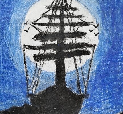 A ship at night