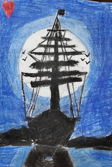 A ship at night