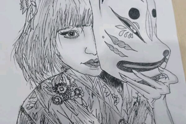 Girl with Kitsune Mask