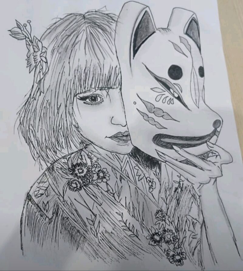 Girl with Kitsune Mask