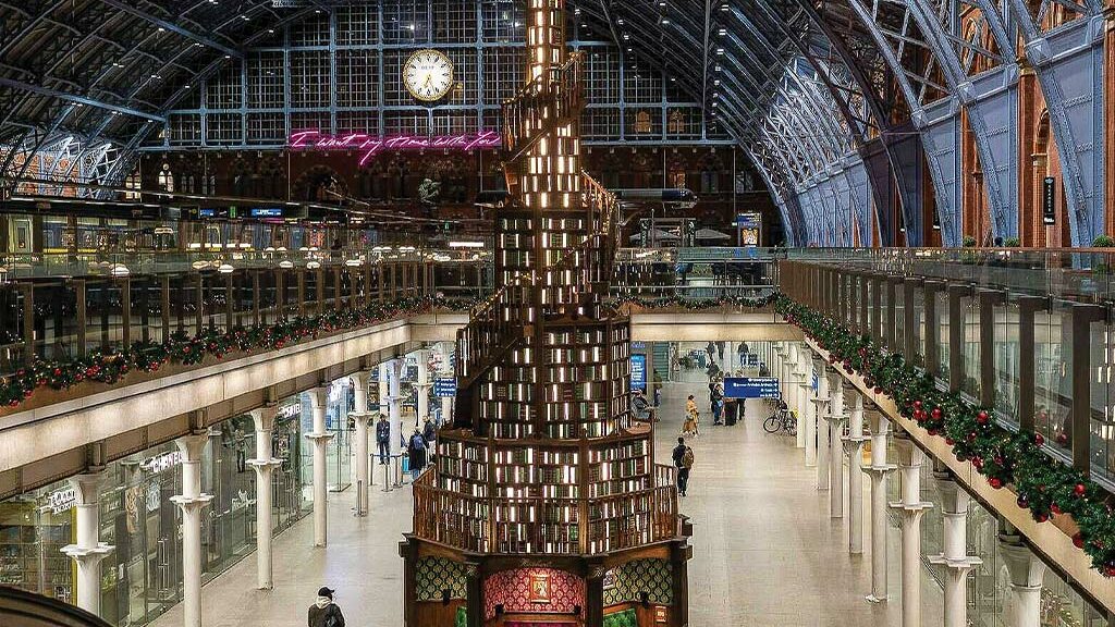 Christmas Tree Made of Books
