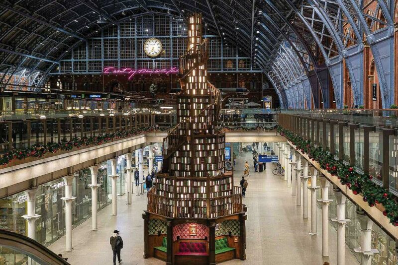 Christmas Tree Made of Books