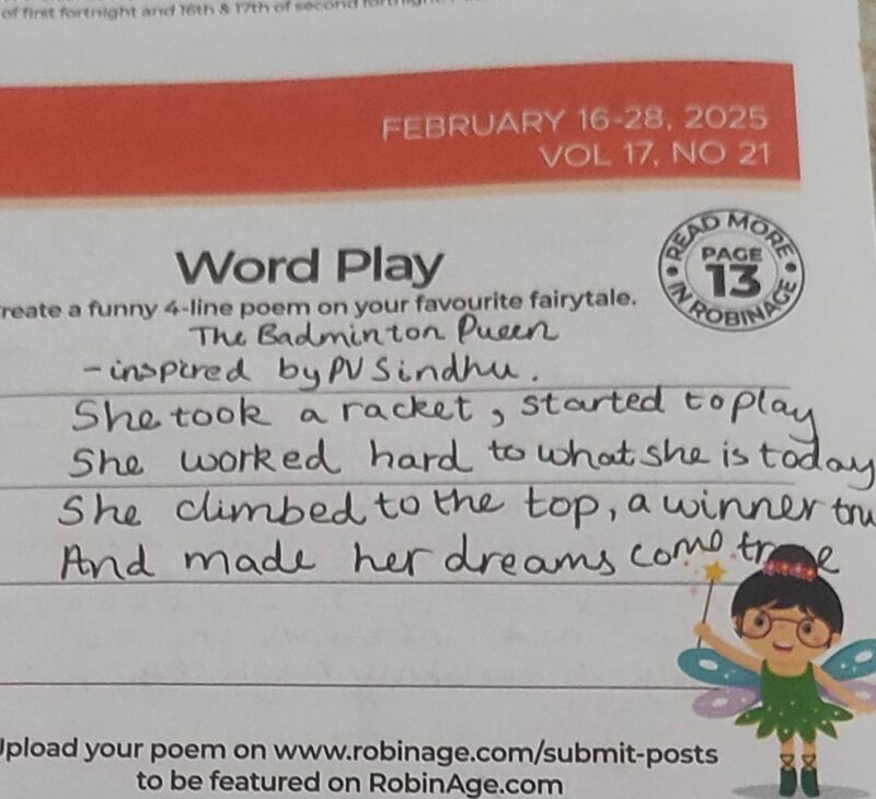 Fairytale Poem PV Sindhu inspired