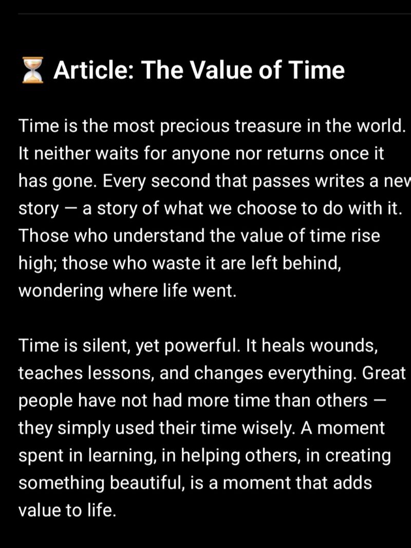The Importance of Time