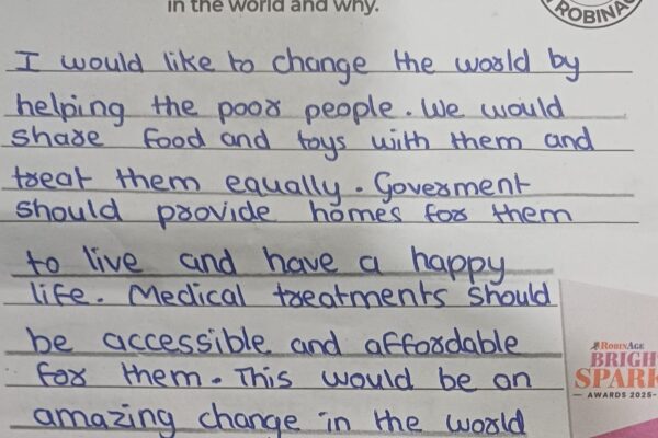 Bright Sparks: Tell Us What You Would Like to Change in the World and Why