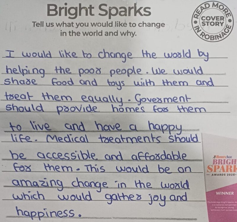 Bright Sparks: Tell Us What You Would Like to Change in the World and Why