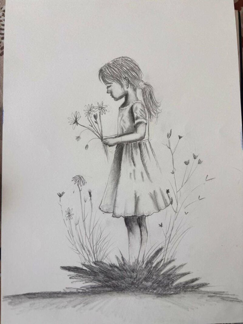 A Pretty Girl with Flowers